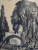 Frank Brangwyn (1867-1956), lithograph "Bridge in Bruge", signed in pen, 69 x 51cm