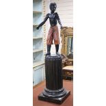 A carved wood Blackamoor figure on column height 115cm