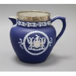 An Adams? Wedgwood style silver mounted jug, City of Salisbury height 12cm