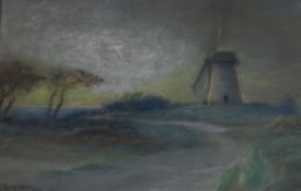 Charles R. Wood, pastel, Bidston Mill (nr. Birkenhead), signed and dated 1922, 20 x 29cm