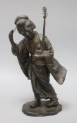 A bronze Japanese figure of a geisha height 34cm