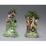 Two Walton pearlware groups one titled the "Songsters" tallest 21cm