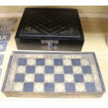 Two Chinese lacquer folding chess boards 49.5 sq.