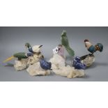 A collection of quartz and hardstone models of exotic birds