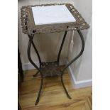 A cast iron and brass plant stand W.38cm