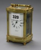 A brass carriage timepiece by Rosen and Co Calcutta height 12cm