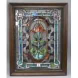 An Art Nouveau stained glass panel excl. frame 58 x 44cm