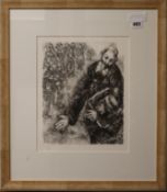After Marc Chagall, limited edition print, Rabbi and other figures, 417/1200, 33 x 26cm