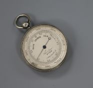 An engine turned white metal cased pocket barometer, inscribed "Thurlow, Ryde", 35mm.