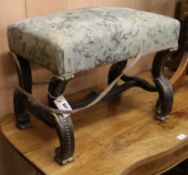 A gilt lacquered 'X' framed dressing stool