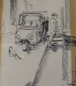 F G Cooper (Time magazine), sketch of milkman, 29 x 22cm