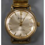 A vintage gentlemen's 9ct gold-cased Accurist Shockmaster Automatic wristwatch, 21-jewel, with