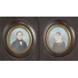 Jean Daniel Beyer, pair of oils on ivory, Miniature portraits of a lady and gentleman height