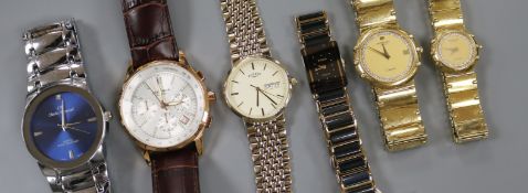 A ladies' Rado Diastar blue and gilt wristwatch and five other watches, including a gentlemen's