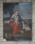 Spanish School (19th century), Madonna and Child with sheep, oil on canvas, 60 x 48cm