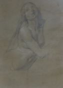 Eduard Daegl (1805-1883), pencil and chalk, nude study, 26 x 19cm