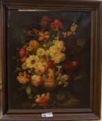 19th Century Continental School, oil on canvas, still life of flowers in a vase, 60 x 50cm