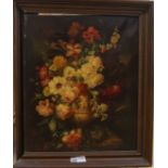 19th Century Continental School, oil on canvas, still life of flowers in a vase, 60 x 50cm