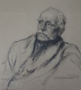 Ernest Borough Johnson (1866-1939), pencil drawing, portrait of Sir Henry Wickham, signed and