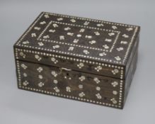 A 19th century Indian bone trinket box length 25cm