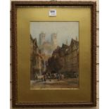 A. Montrose, watercolour, Continental street scene, signed and dated 1906, 38 x 27cm