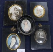 Five portrait miniatures