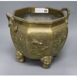 A large Japanese brass censer height 25cm