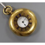An 18ct gold half hunter keyless lever pocket watch, by John Walker, London.