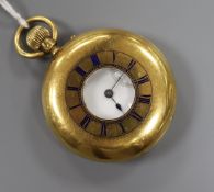 An 18ct gold half hunter keyless lever pocket watch, by John Walker, London.