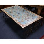 An Italian painted wood and wrought iron table W.121.5cm