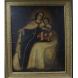19th century Spanish Colonial School, oil on canvas, Madonna and child