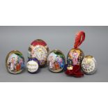 Seven Russian porcelain Easter eggs, 19th/20th century