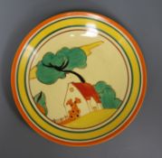 A Clarice Cliff Red Roofs plate diameter 23cm
