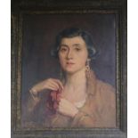 Rudolf Pintye (Hungarian b. 1902), Half-length portrait of Mrs Gladys Henry, signed and dated 1932