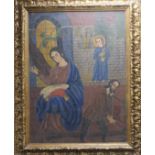 18th / 19th century Spanish Colonial School, oil on canvas, Mary, Joseph and Jesus 84 x 62cm