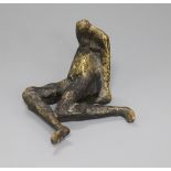 A modern abstract bronze figure of a frog like man height 7cm