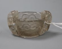 A Chinese rock crystal two handled cup