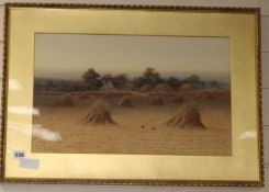 George Oyston, watercolour, harvest field, signed and dated 1900, 31 x 51cm