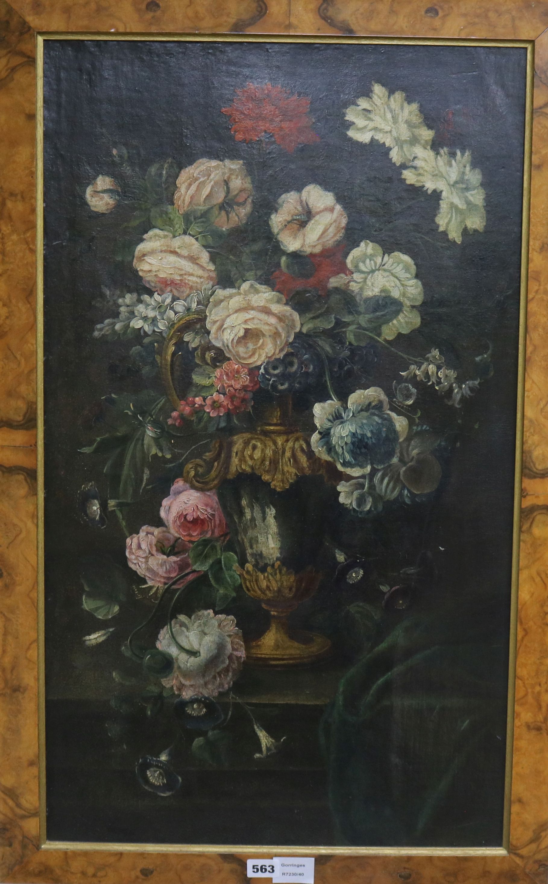 18th century Dutch School, oil on canvas, still life of flowers in a vase, 76 x 45cm