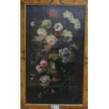 18th century Dutch School, oil on canvas, still life of flowers in a vase, 76 x 45cm