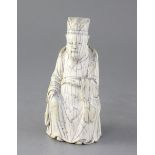 A Chinese ivory figure of an immortal, possibly Guandi, early 20th century, in Ming style, height