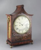 An early 19th century brass inlaid mahogany table clock, William North, York, the pagoda case with