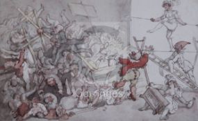 Thomas Rowlandson (1756-1827)pen, ink and watercolourDr Syntax involved in the collapse of the
