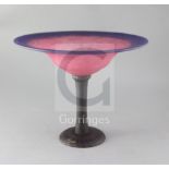 A Schneider `Le Verre Francais` glass footed bowl, c.1930s, in pink and purple mottled glass, the