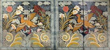 A pair of Chinese 'Wild Goose' Mandarin badges, first half 19th century, of civil fourth rank,
