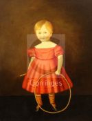 English School c.1820oil on canvasPortrait of a young girl with hoop23 x 19in.