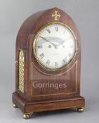 A Regency mahogany lancet cased bracket clock, Joseph Chadwick, London, the case with brass