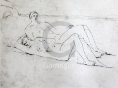 § Henry Moore (1898-1986)etching'Reclining Figures on Beach'signed in pencil, 25/506.75 x 9in.,
