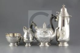 A late 1960's 18th century style Irish silver four piece tea set, by Royal Irish Silver Ltd?, with