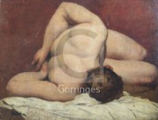 Attributed to William Etty, R.A. (1787-1849)oil on canvasStudy of a reclining nude man18 x 23.5in.